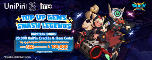 Top Up Smash Legends dengan Pulsa Tri & IM3, Dapatkan Beragam Bonusnya!